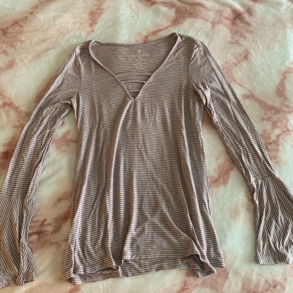 SOFT AND SEXY BELL SLEEVE STRIPED TOP